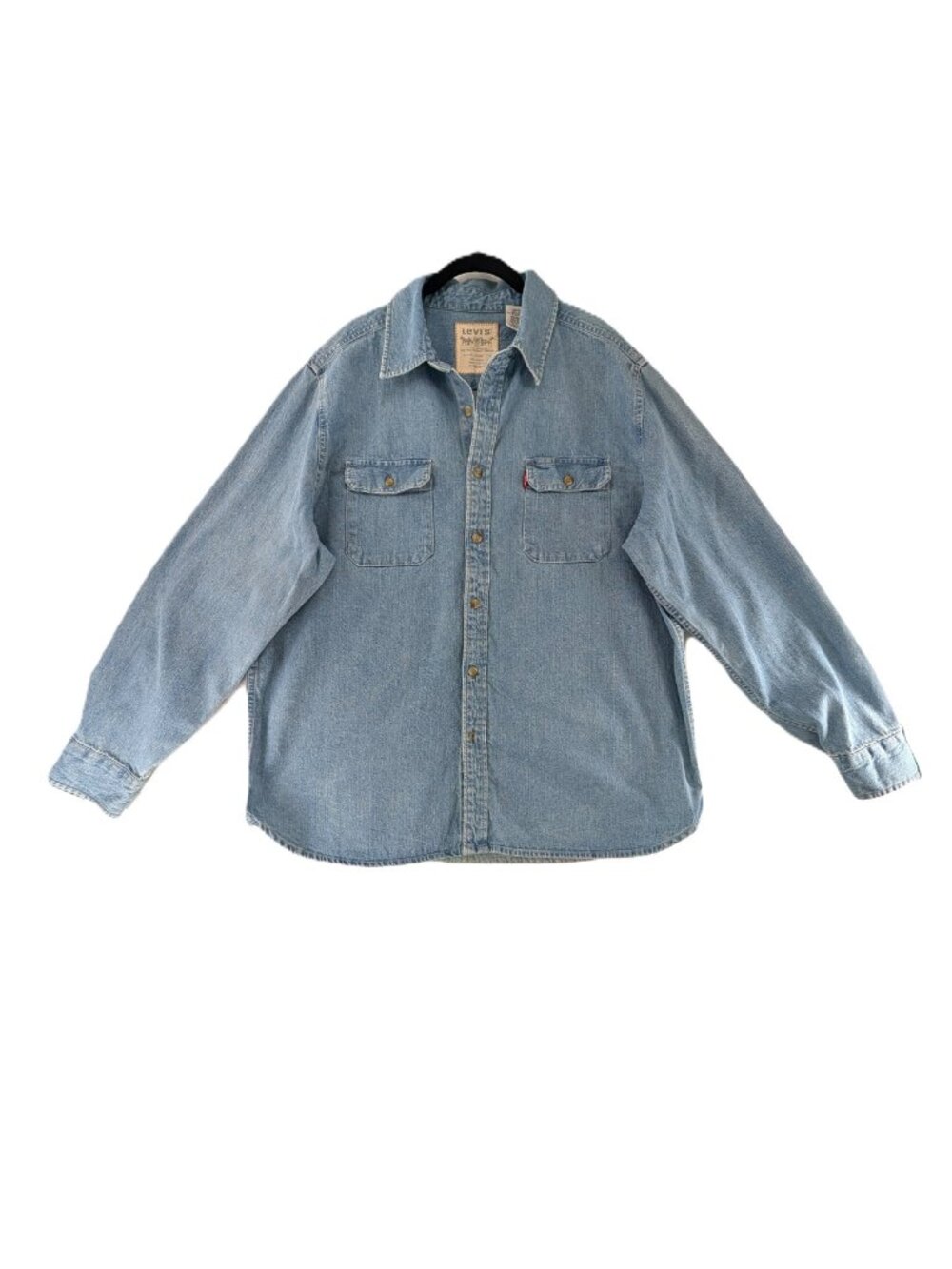 Levis Denim Button Shirt Mens Size XL Light Blue 100% Cotton Western Americana